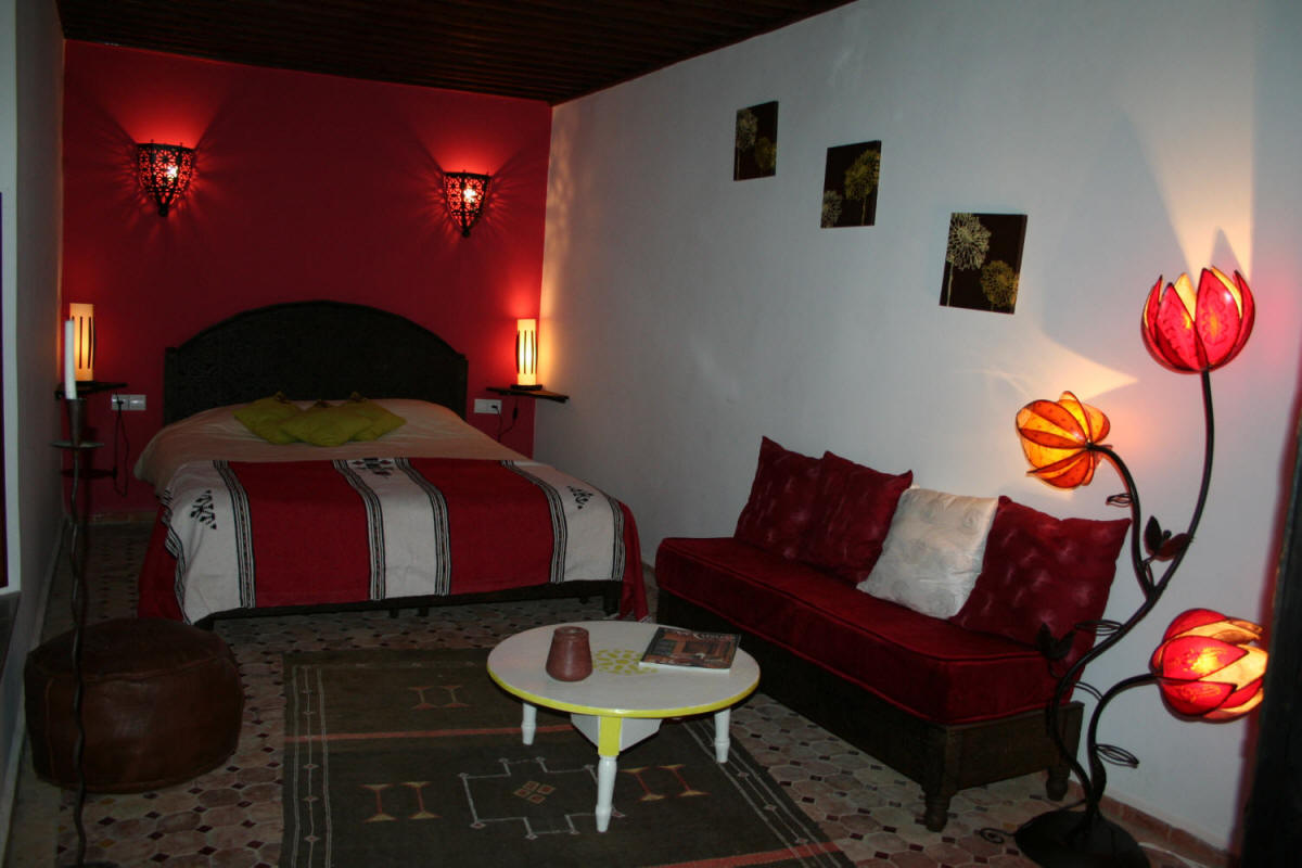 Riad Meknes chambres d'hôtes, Maroc - Riad El Ma - la chambre rouge Chambre Rouge